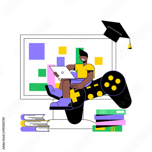 Educational game abstract concept vector illustration. Gaming education platform, gamified learning system, play and learn, magnetic constructor, playing kids, intellectual toys abstract metaphor.