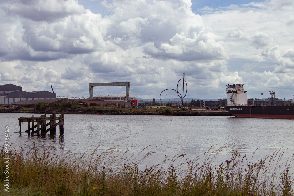 View across the River tees on cloudy day in Middlesbrough