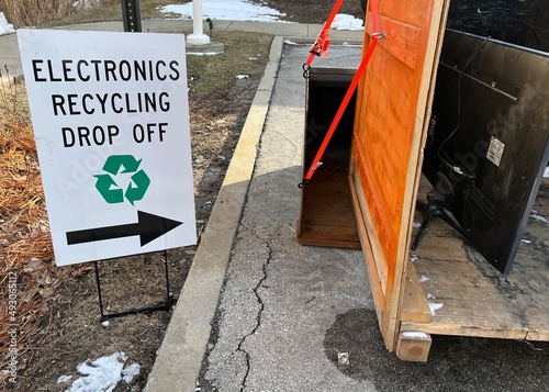 Community electronics recycling drop off station.
