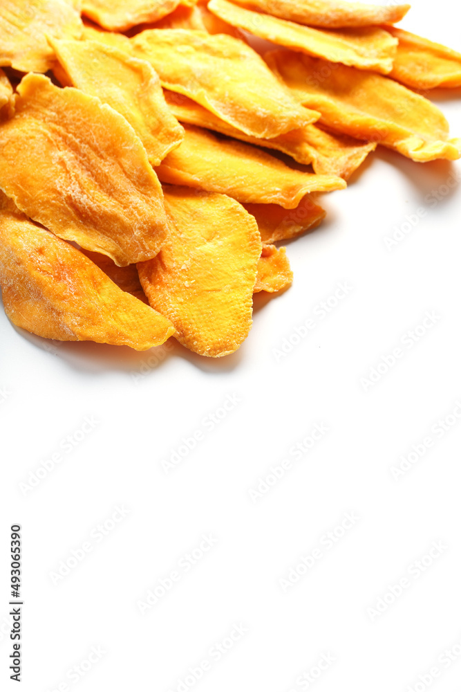 Dried fruit slices from organic ripe mango