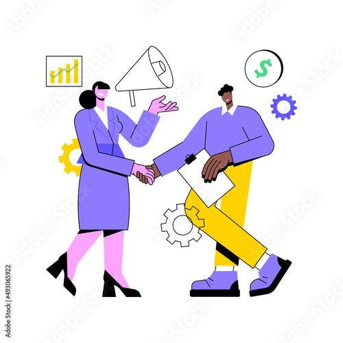 Relationship marketing abstract concept vector illustration. Customer relationship strategy, focus on consumer loyalty, brand interaction and long-term engagement, social media abstract metaphor.