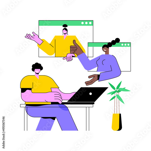 Online conference abstract concept vector illustration. Online business conference, meeting and negotiations, partners agreement, internet event platform, digital meetup abstract metaphor.