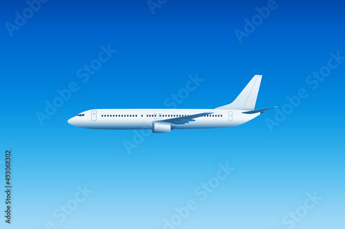 Commercial airplane with blue sky background - Vector Illustration