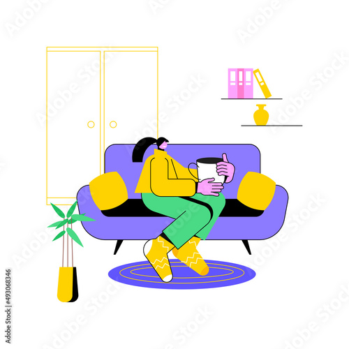 Simple living abstract concept vector illustration. Minimalist living, voluntary lifestyle practice, reduced consumption, sustainability, simple peaceful life, self-sufficiency abstract metaphor.