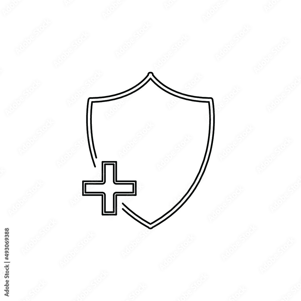 Shield protection line icon. Security badge cross button. Vector ilustration. Shield protection line icon. Security badge cross button. Vector ilustration.