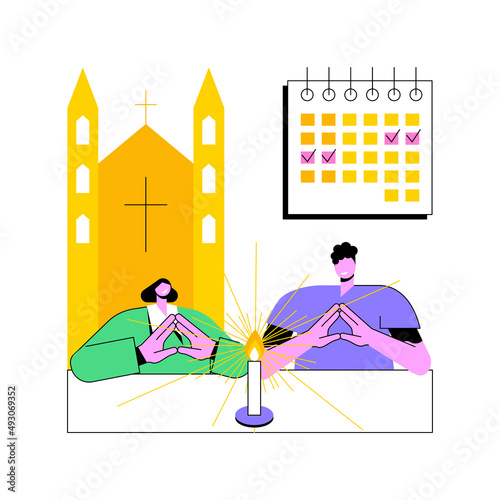 Christian event abstract concept vector illustration. Christian holy day, religious dates calendar, baptist event, church gathering, sunday mass, music festival, pilgrimage abstract metaphor.
