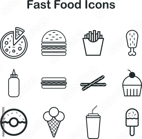 Fast food and drink icon set