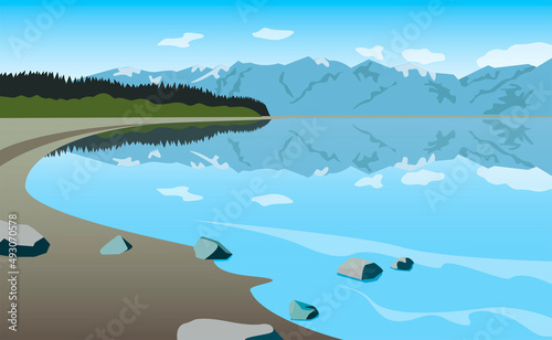 blue lake in the mountains