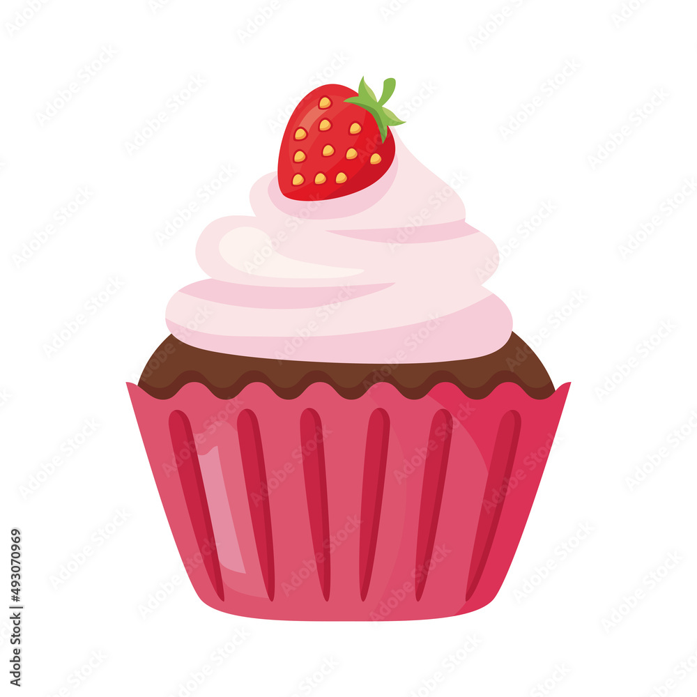 sweet cupcake with strawberry sweet cupcake with strawberry