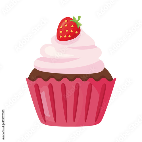 sweet cupcake with strawberry