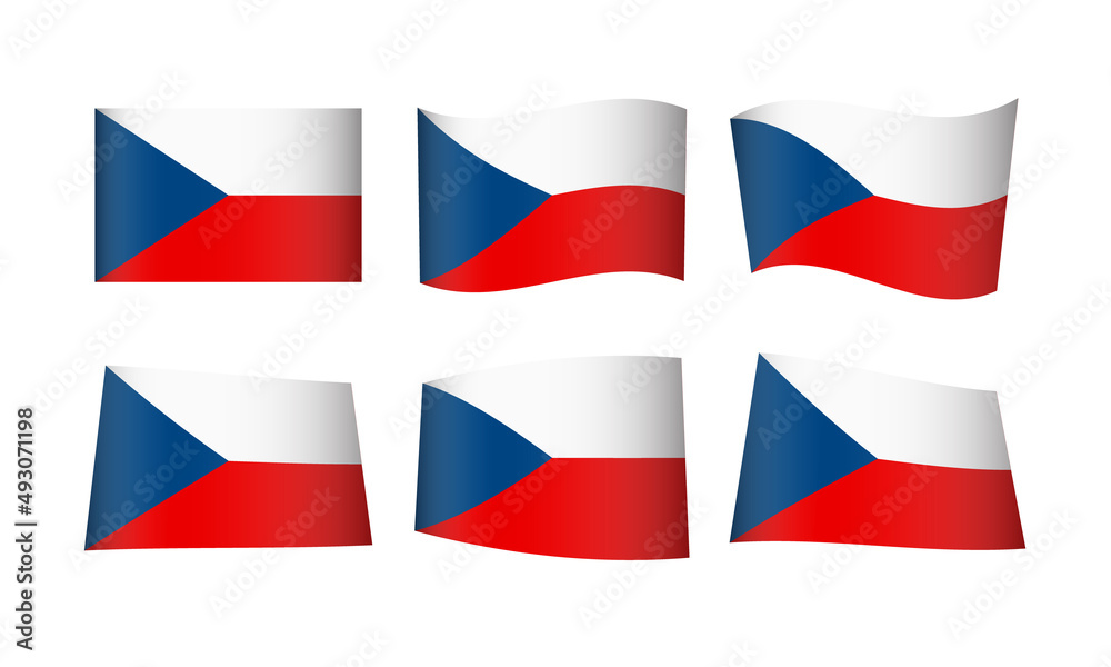 Czech Republic Flag Set Czechia Waving Flags National Symbol Wavy Banner Wind Icon Vector Stickers Europe Republic Prague Praha Wave Flags Country State Day Emblem Wavy Realistic Culture Nation EU