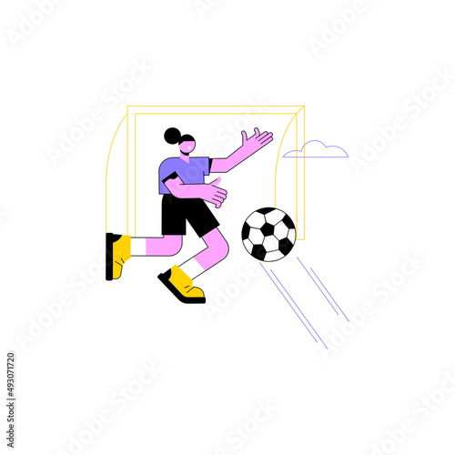 Soccer abstract concept vector illustration. Team sport, play ball, professional world championship, sport game, player uniform, soccer stadium, winner cup, grass field, match abstract metaphor.