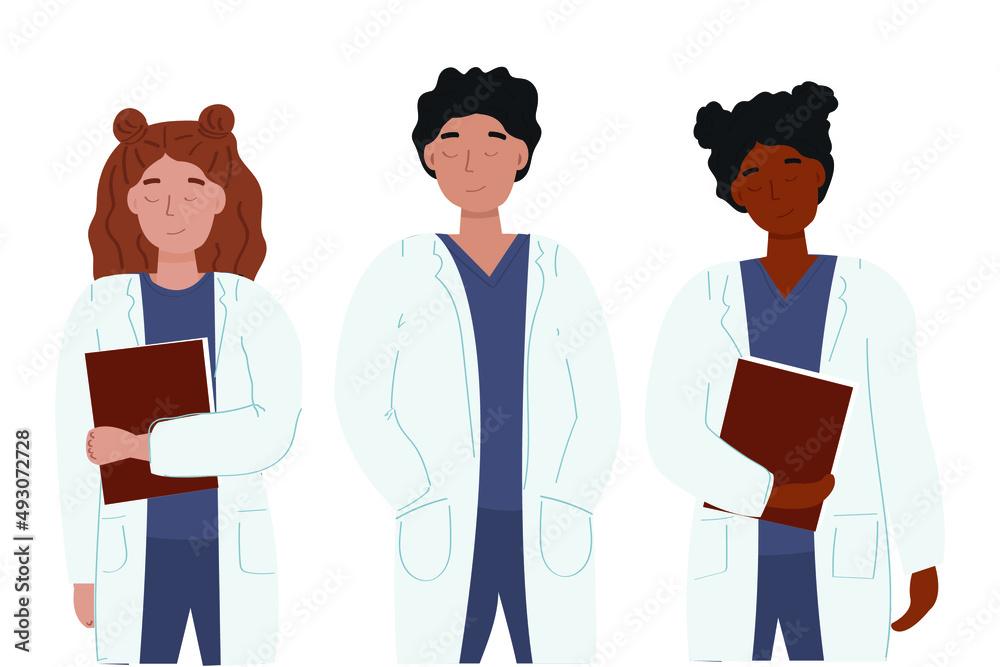 Obraz premium A group of doctors on white background. Nurses and medical staff. Hospital personnel.