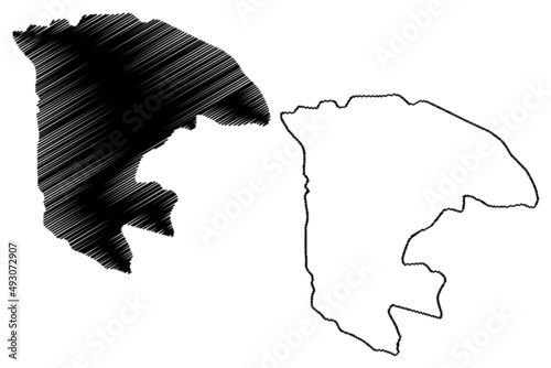 Hall island (Russia, Russian Federation, Franz Josef Land archipelago) map vector illustration, scribble sketch Gallya map