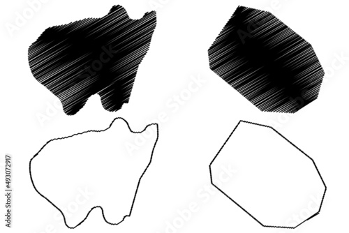 Heiss and Payer island (Russia, Russian Federation, Franz Josef Land archipelago) map vector illustration, scribble sketch Ostrov Kheysa and Payera map