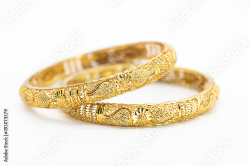 gold jewelry bracelet isolated on white background