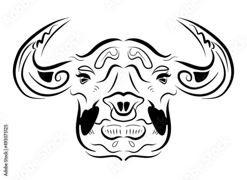 Bull buffalo tribal ethnic ornament vector illustration