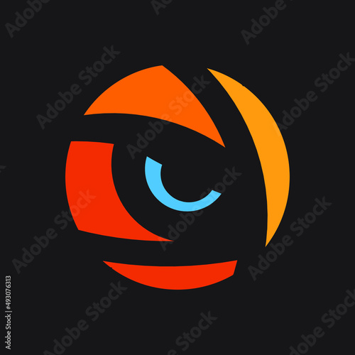 Tiger eye logo design vector. Colorful art with soft background