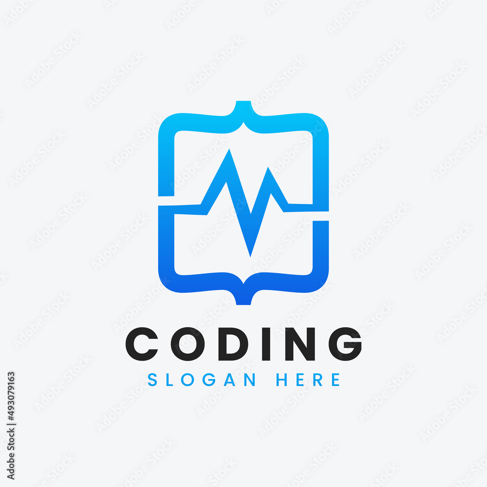 programming coding logo design, colorful gradient coding logo design ...