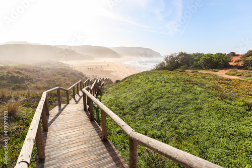 View to Praia do Amado, Beach and Surfer spot near Sagres and Lagos, Costa Vicentina Algarve Portugal photo