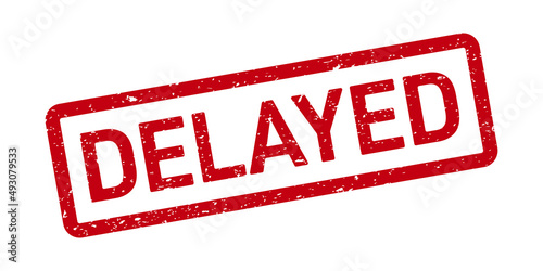 Grunge rubber stamp with text Delayed isolated on white background. Vector illustration