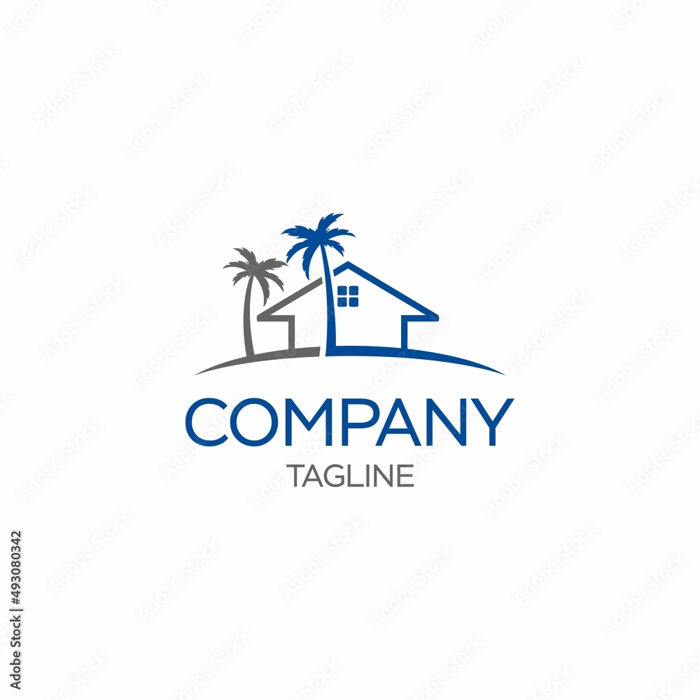 Obraz premium palm home logo design