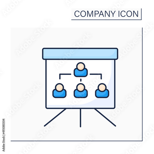 Organization chart color icon. Company internal structure. Divide roles, responsibilities between individuals within an entity.Company concept. Isolated vector illustration