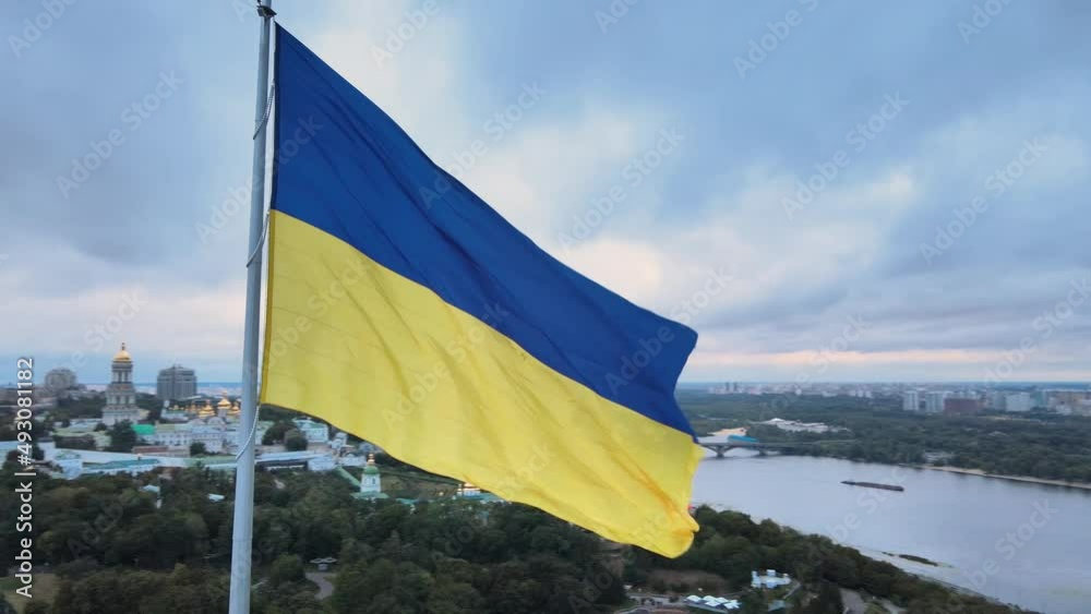 Symbol of Ukraine - National flag in Kyiv