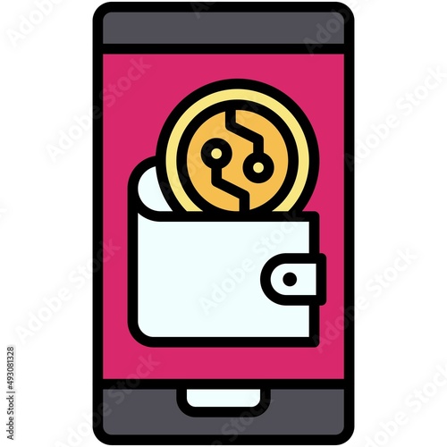 Wallet icon, Crypto related vector illustration