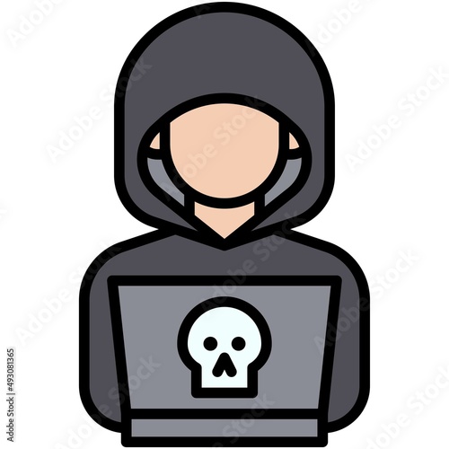 Cyber attack icon, Crypto related vector illustration