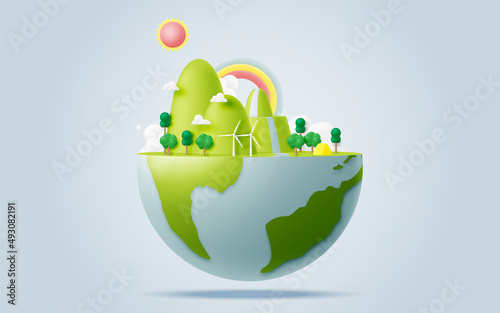 Happy earth day concept art with cute graphic design