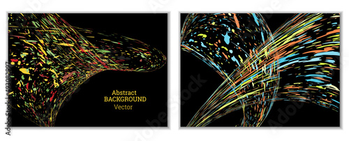 Multicolored paint splashes, smears, dust particles and debris are carried by the wind. A set of two templates. Design template for the design of banners, posters, booklets, covers, magazines. EPS 10