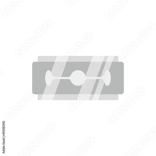 Brushed Metal Razor Blade Icon. Barber and barbershop