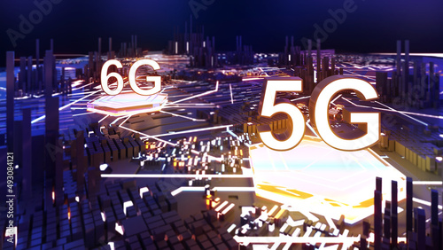 5g and 6g technology background abstract illustration,Computer system and 5G system equipment,3d rendering photo