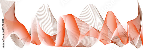 Abstract wave element for design. Digital frequency track equalizer. Stylized line art background. Vector illustration. Wave with lines created using blend tool. Curved wavy line, smooth stripe.