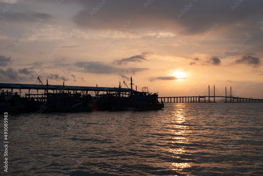 Penang Second Bridge near the Batu Maung fishing jetty