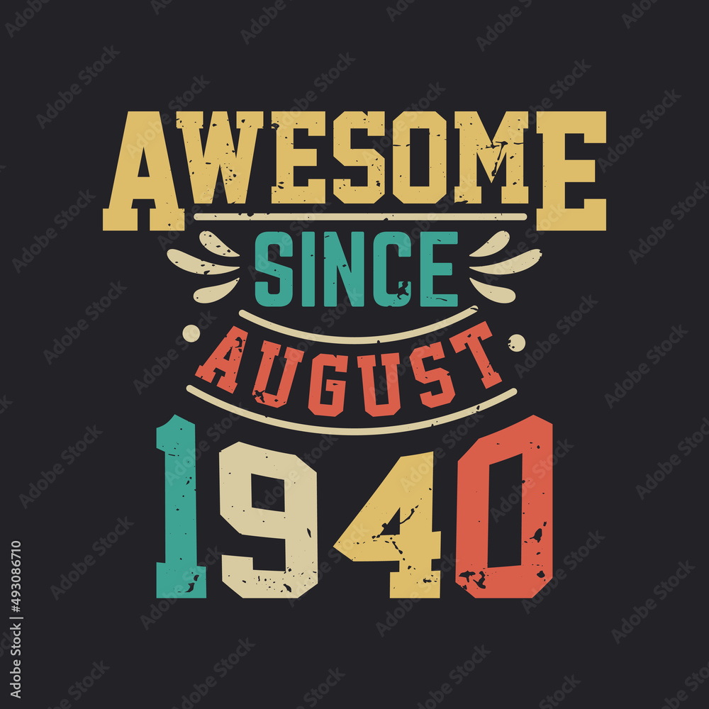 Awesome Since August 1940. Born in August 1940 Retro Vintage Birthday