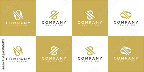 Set of modern letter PS SP logo design concept, letter PS logo design collection