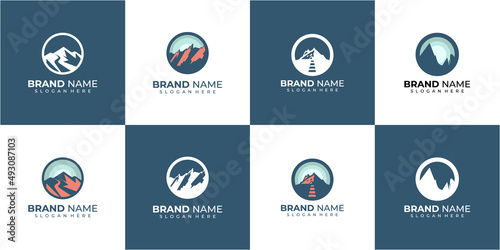 Set of vintage hand drawn travel badges. Camping labels concepts. Mountain expedition logo designs.
