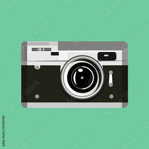 Beautiful illustration of a retro camera for the icon. Isolated object for photographs. Classic equipment from the 80s-90s. Old school stuff Professional items.