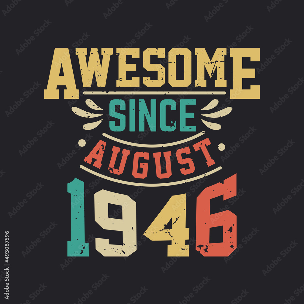 Awesome Since August 1946. Born in August 1946 Retro Vintage Birthday