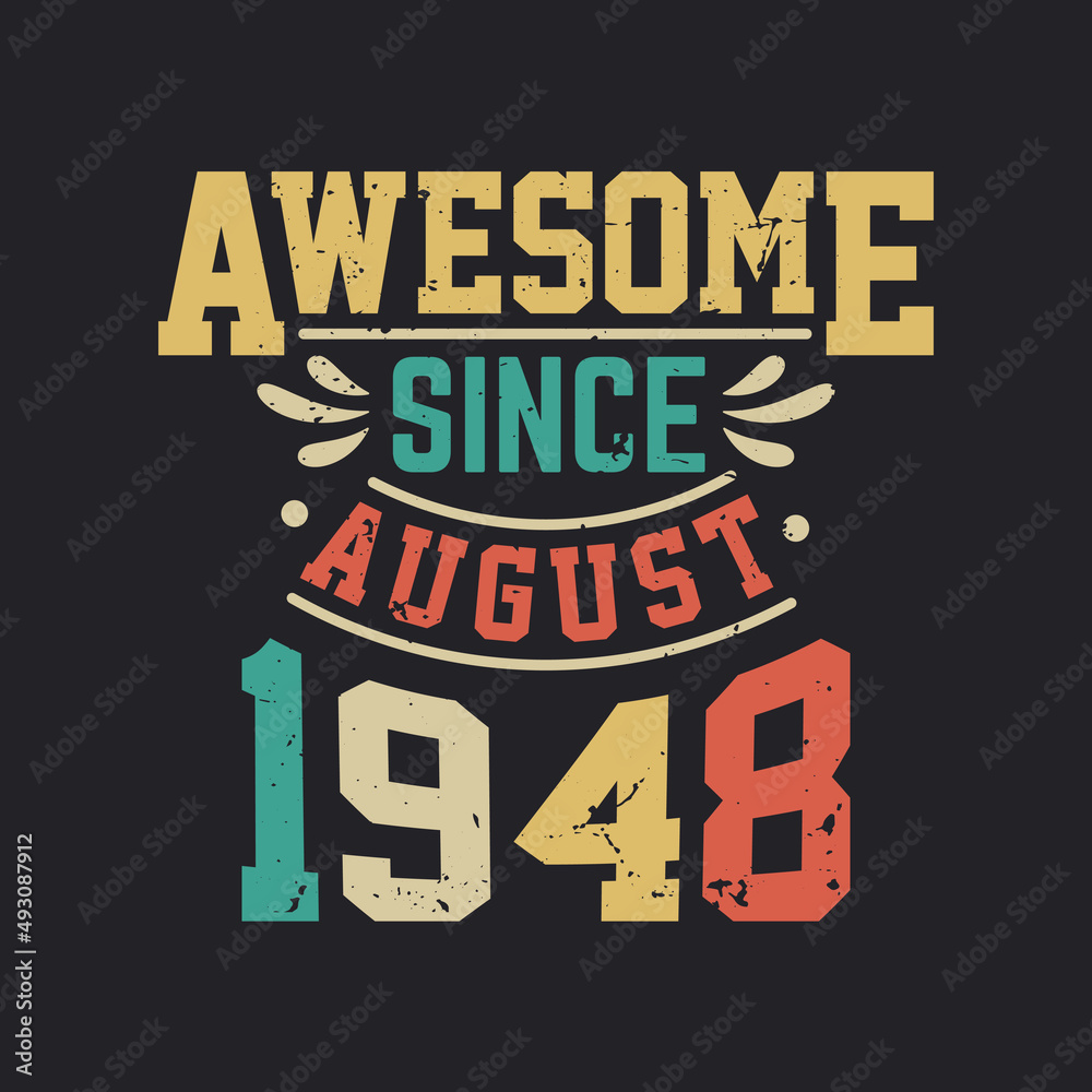 Awesome Since August 1948. Born in August 1948 Retro Vintage Birthday