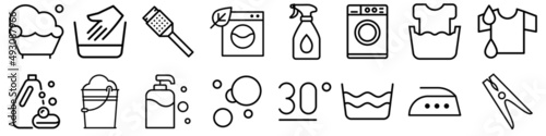 Washing icon vector set. laundry illustration sign collection. Wash symbol or logo.
