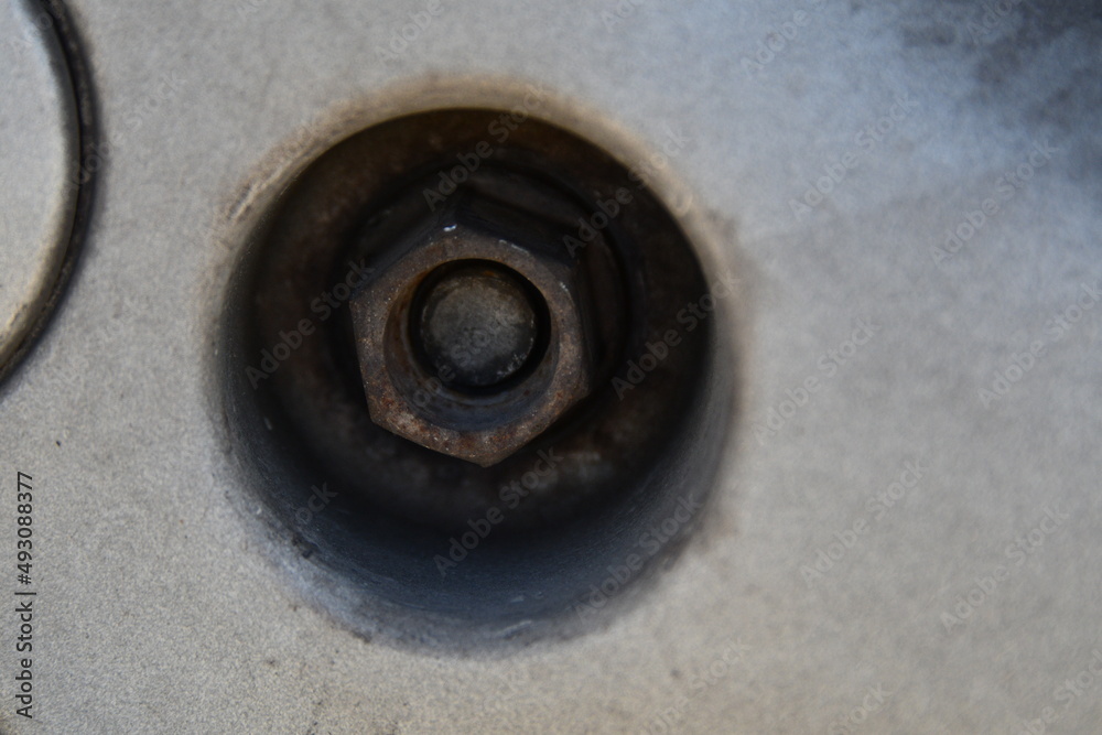 Lug Nut on a Truck Wheel Lug Nut on a Truck Wheel