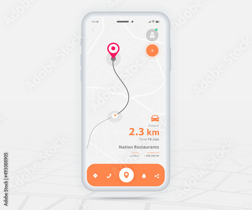 Map GPS navigation app ux ui concept, Mobile map application, Smartphone App search map navigation, Technology map, City navigation maps, City street, gps tracking, Location tracker, Vector