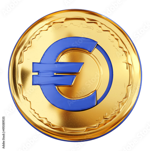 E-Euro golden coin symbol d...