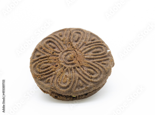 chocolate color biscuit isolated on white