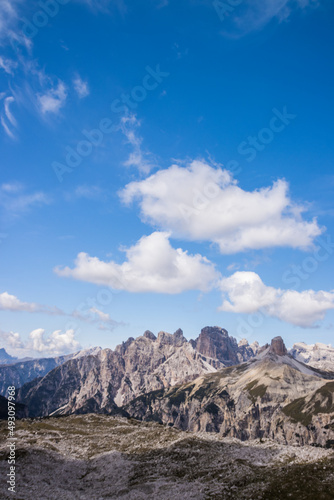 Mountain trail Tre Cime di Lavaredo in Dolomites in Italy