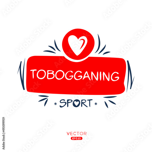 Creative (tobogganing) Sport sticker, logo template, vector illustration.