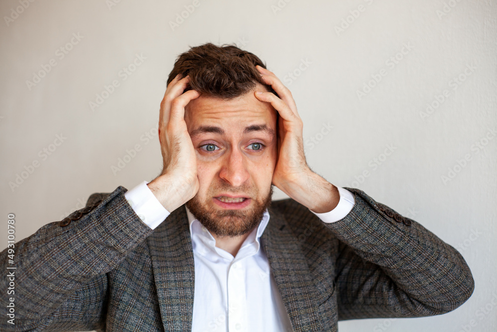 a young man with a beard 25-35 in a suit is experiencing unpreparedness, fear, concern, deep in thought
a young man with a beard 25-35 in a suit is experiencing unpreparedness, fear, concern, deep in thought